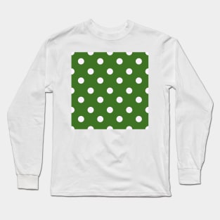 Vintage white dots on green Long Sleeve T-Shirt